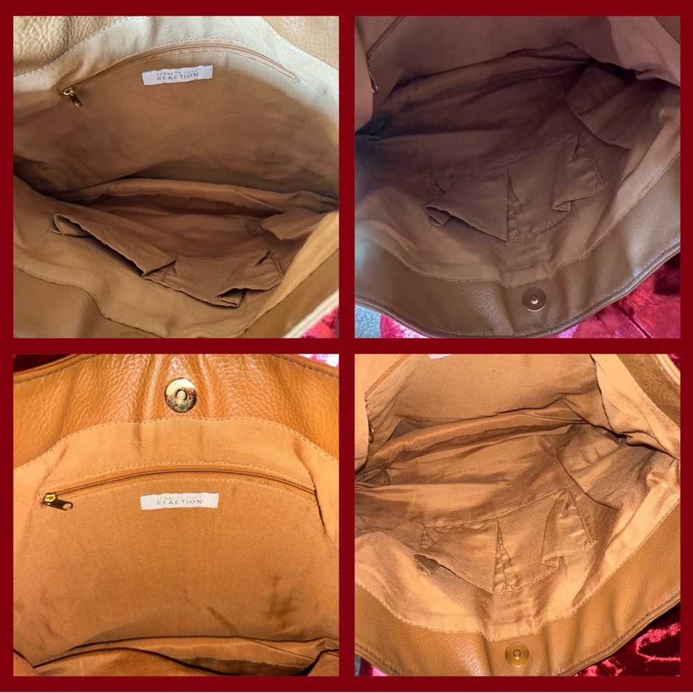 Kenneth Cole Reaction Leather Shoulder Bag Tote- Tan - braided strap- rare purse - Picture 4 of 8
